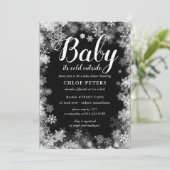 Invitation Bébé il fait froid dehors Baby shower noir blanc (Debout devant)