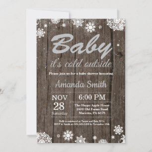 Invitation Bébé il fait froid dehors Baby Shower rustique d'h