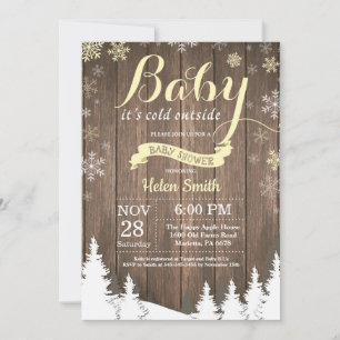 Invitation Bébé il fait froid dehors Baby Shower rustique d'h