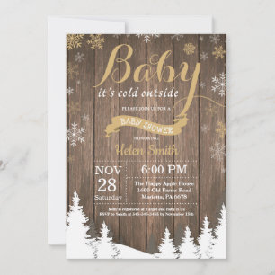 Invitation Bébé il fait froid dehors Baby Shower rustique d'h