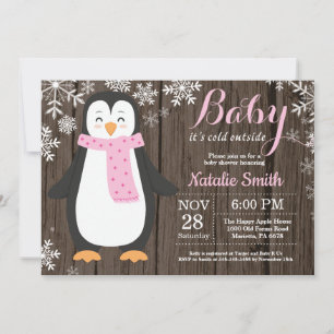 Invitation Bébé il fait froid dehors Baby Shower Rustique Pin