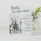 Invitation Bébé il fait froid dehors, Baby Shower sur le thèm (Debout devant)