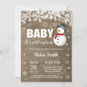 Invitation Bébé il fait froid dehors Baby Shower thème bonhom