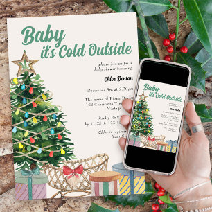 Invitation Bébé il fait froid dehors Baby Shower Vintage