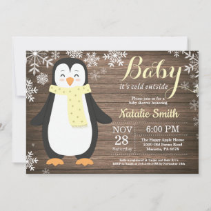 Invitation Bébé il fait froid dehors Bain de bébé pingouin ru
