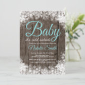 Invitation Bébé il fait froid dehors Baptême de bébé flocon d (Debout devant)