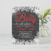 Invitation Bébé il fait froid dehors Baptême de bébé flocon d (Debout devant)