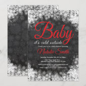 Invitation Bébé il fait froid dehors Baptême de bébé flocon d (Devant / Derrière)