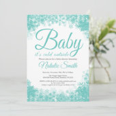 Invitation Bébé il fait froid dehors Baptême de bébé flocon d (Debout devant)