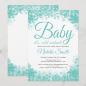 Invitation Bébé il fait froid dehors Baptême de bébé flocon d (Devant / Derrière)