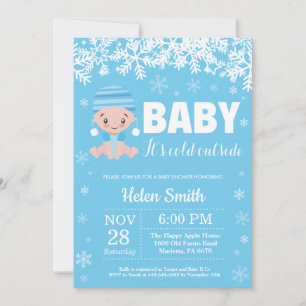 Invitation Bébé il fait froid dehors Bébé bleu garçon Baby Sh