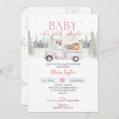 Invitation Bébé Il fait froid dehors, Bébé hiver Fille Douche (Devant / Derrière)