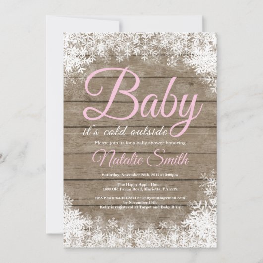 Invitation Bébé il fait froid dehors Bébé Shower Flocon de ne (Devant)