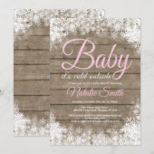Invitation Bébé il fait froid dehors Bébé Shower Flocon de ne (Devant / Derrière)