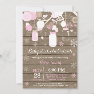 Invitation Bébé il fait froid dehors Bocal Mason Hiver Baby S