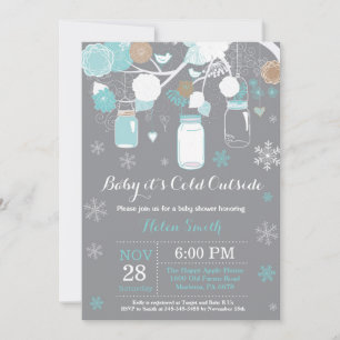 Invitation Bébé il fait froid dehors Bocal Mason Hiver Baby S
