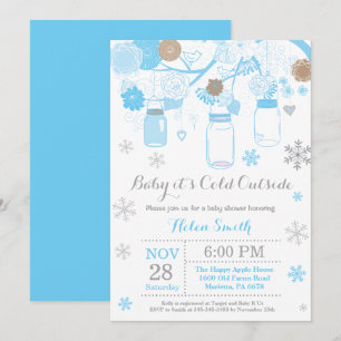 Invitation Bébé il fait froid dehors Bocal Mason Hiver Baby S