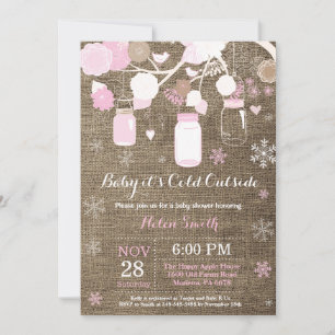 Invitation Bébé il fait froid dehors Bocal Mason Hiver Baby S