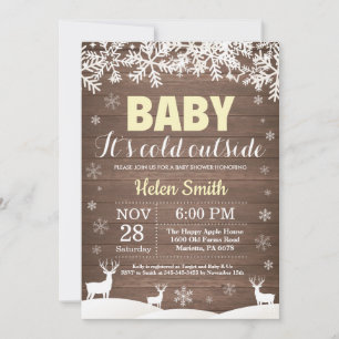 Invitation Bébé il fait froid dehors Cerf Hiver Baby Shower