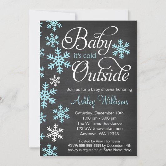 Invitation Bébé Il fait froid dehors Chalkboard Baby shower b (Devant)