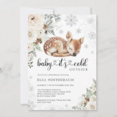 Invitation Bébé Il fait froid dehors Dormir Cerf Douche d'hiv (Devant)