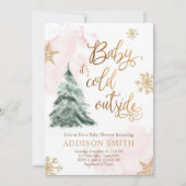 Invitation Bébé Il fait froid dehors douche hiver arbre fille (Devant)