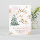 Invitation Bébé Il fait froid dehors douche hiver arbre fille (Debout devant)