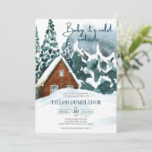 Invitation Bébé il fait froid dehors Douche hiver Noël (Debout devant)