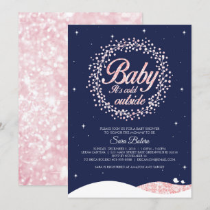 Invitation Bébé Il fait froid dehors Douche Marine Étincelle