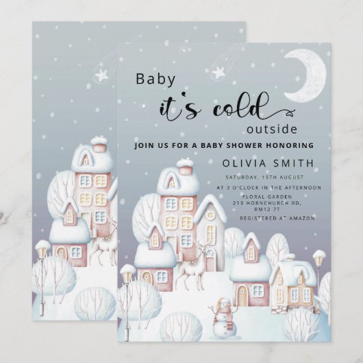 Invitation Bébé il fait froid dehors du baby shower (Devant / Derrière)