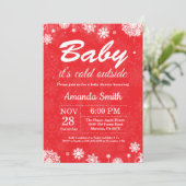 Invitation Bébé il fait froid dehors Fête bébé hiver rouge (Debout devant)