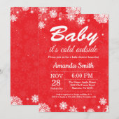 Invitation Bébé il fait froid dehors Fête bébé hiver rouge (Devant / Derrière)