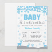Invitation Bébé il fait froid dehors Fête de bébé garçon Cerf (Devant / Derrière)