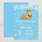 Invitation Bébé il fait froid dehors Fête de bébé garçon Cerf (Devant / Derrière)