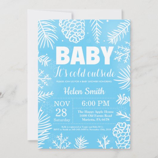 Invitation Bébé il fait froid dehors Fête de bébé garçon d'hi (Devant)