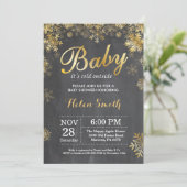 Invitation Bébé il fait froid dehors Fête de bébé Hiver Or (Debout devant)