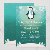 Invitation Bébé il fait froid dehors Fête de bébé pingouin d' (Devant / Derrière)