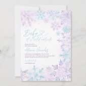 Invitation Bébé il fait froid dehors Fête de bébé violet bleu (Devant)