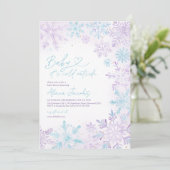 Invitation Bébé il fait froid dehors Fête de bébé violet bleu (Debout devant)
