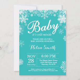 Invitation Bébé il fait froid dehors Fête prénatale Aqua Hive