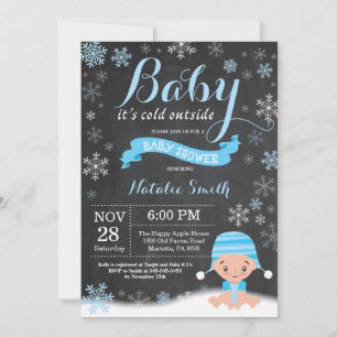 Invitation Bébé il fait froid dehors Fête prénatale garçon d'