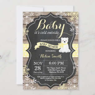 Invitation Bébé il fait froid dehors Fête prénatale ours pola