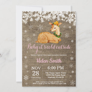 Invitation Bébé il fait froid dehors Fille Baby Shower Cerf H