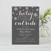 Invitation Bébé il fait froid dehors - Fille Baby shower Invi (Debout devant)