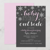 Invitation Bébé il fait froid dehors - Fille Baby shower Invi (Devant / Derrière)