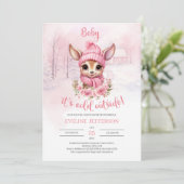 Invitation Bébé il fait froid dehors fille bébé rennes (Debout devant)