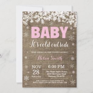 Invitation Bébé il fait froid dehors Fille de l'hiver Baby Sh