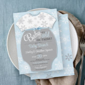 Invitation Bébé Il fait froid dehors Garçon Blue Snowflake hi