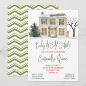 Invitation Bébé Il fait froid dehors, Hiver Baby shower à thè (Devant / Derrière)