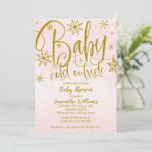Invitation Bébé Il fait froid dehors hiver fille Baby shower  (Debout devant)